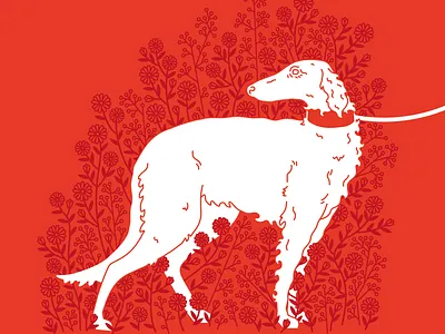 Sighthound of love borzoi dog flower illustration plants simple vector