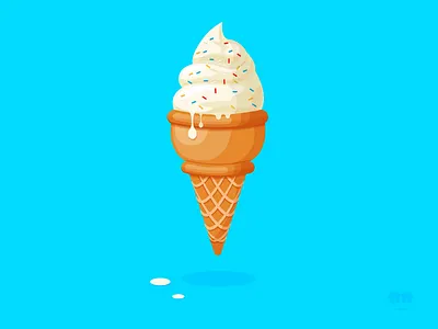Ice Cream cartoon clean cone design doodle graphic graphic design ice cream illustration melting nostagia summer toon vector