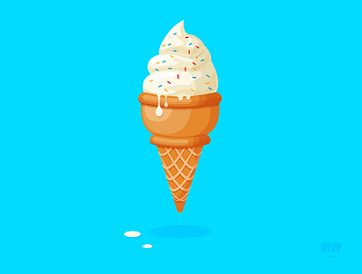 Ice Cream cartoon clean cone design doodle graphic graphic design ice cream illustration melting nostagia summer toon vector