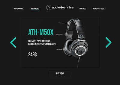 Redesign of the landing page Audio-technica app audio technica branding design headphones landing page mockup redesign ui ux websitedesign