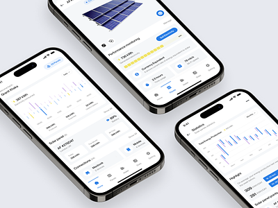 Solasido - Solar Panel Manager Mobile Apps apps card chart clean design design energy manager mobile mobile apps monitoring renewable solar panels ui ui design uiux