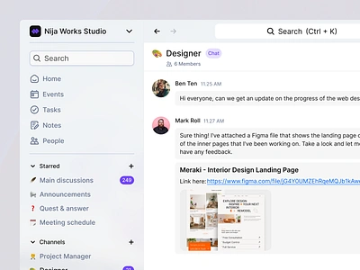 Messenger Dashboard - Desktop channels chat clean ui clear conversation dashboard dashboard app discord forum group message paltform send slack talk telegram text ui design uiuxdesign