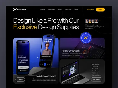 PixelGoods Website design interface landing page product ui ui design ux ux design web web design website