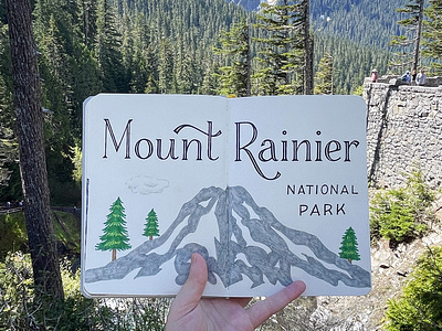 Mount Rainier hand lettering illustration lettering travel