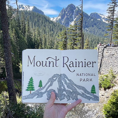 Mount Rainier hand lettering illustration lettering travel