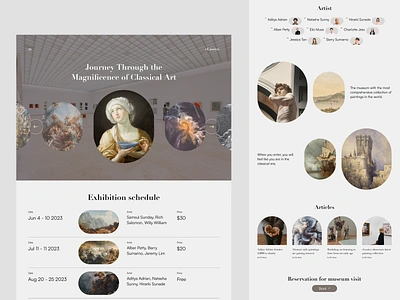 cLassico - Museum Website | Sunnyday art art gallery app artist artmuseum artworld beauty branding clean design gallery landing page layout museum swiss ui uiux uiuxdesign unique ux website