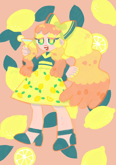 Lemon girl illustration lemon