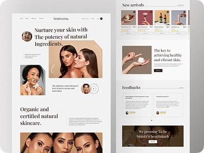 Beauty Products Web Site Design Landing Page / Home Page UI beauty clinic blockchain branding cosmetic packaging cosmetics website creative ecommerce landing page landingpage makeup marketplace selfcare serum skin care skin care website spa website ui uidesign ux web design