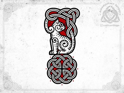 cat & ball animal ball cat celtic design graphic design illustration irish knot knotwork logo ornament