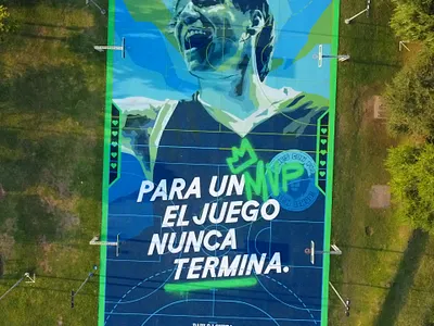 Basketball court for Paulo Londra advertising basketball brand branding desing field game green illustration music paint player spotify top view