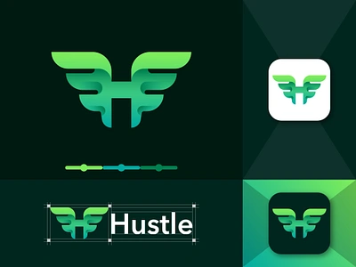 Hustle Logo, Logo Design, Brand Identity app icon art brand identity branding business f letter logo fast logo gradient logo graphic design hustle logo icon letter h logo logo awesome logo design ui unique