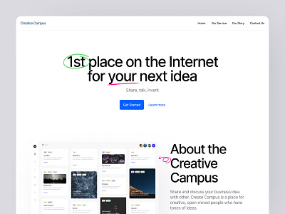 Design of an online platform where people share business ideas clean design design figma illustration online platform uiux web web design