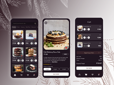 Cakeahop_mobile_app cakeshop app cart page creative design figma food app home product des ui