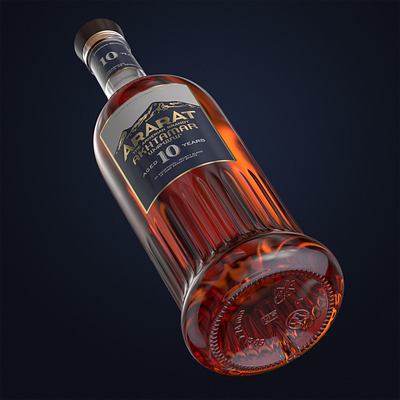 Armenian brandy ARARAT. 3d modeling, texturing, visualization. 3d alcohol blender bottle brandy modeling octane render rendering whisky