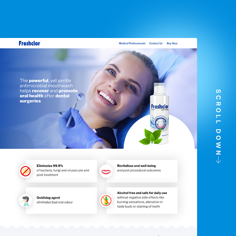 Freshclor antimicrobial mouthwash landing page by Amit A on Dribbble