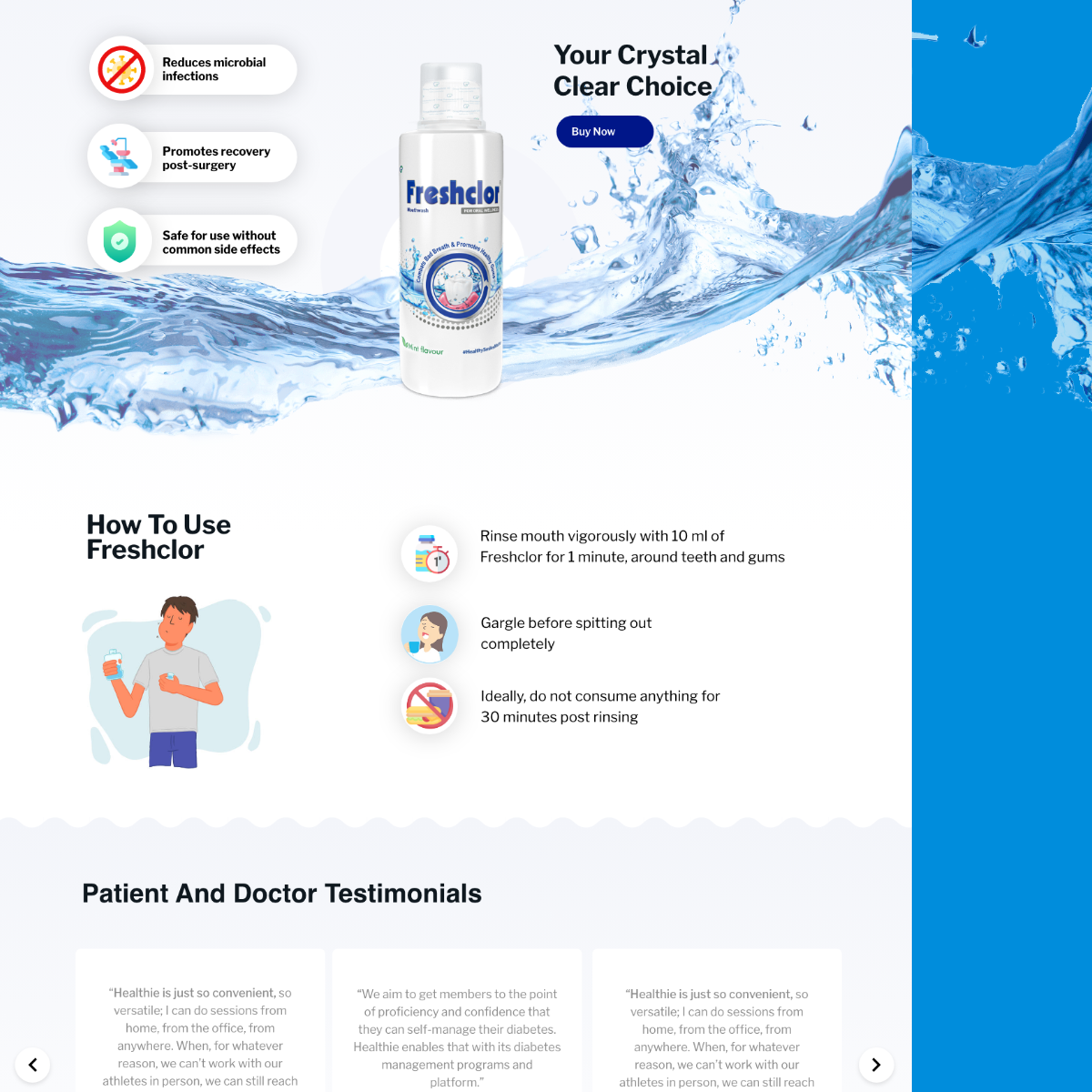 Freshclor antimicrobial mouthwash landing page by Amit A on Dribbble