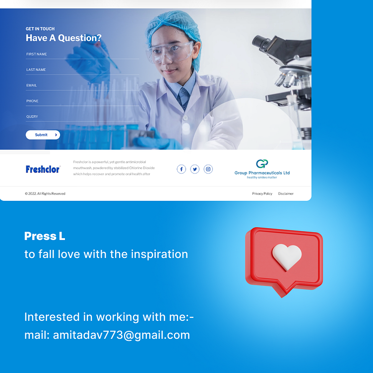 Freshclor antimicrobial mouthwash landing page by Amit A on Dribbble
