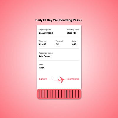 Daily UI Day 24 024 boarding pass dailyui day24 ui