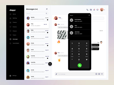 Dappr Dashboard Design app chat chat dashboard chat ui clean and minimal dashboad dashboard dashboard design dashbod dashbroad interface navigation sidebar ui uiux ux web app web interface web ui