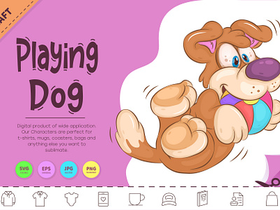 Playing Cartoon Dog. illustration