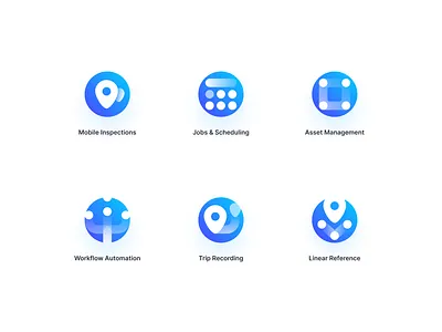 Gruntify Module Iconography automation blues bright clean duotone field work gradient iconography icons illustration transparency transparent vibrant white workflow