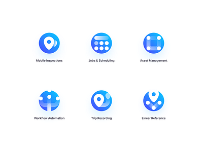 Gruntify Module Iconography automation blues bright clean duotone field work gradient iconography icons illustration transparency transparent vibrant white workflow