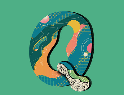 'Q' for 36 Days of Type 36daysoftype challenge concept design flat gradient illustration illustrator lettering letters pattern texture type vector