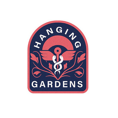 Hanging Gardens logo design - Retro/Indie Fashion badge logo branding business creativity design fashion graphicdesign illustration indie logo minimal mystical photoshop retro logo snakes vector