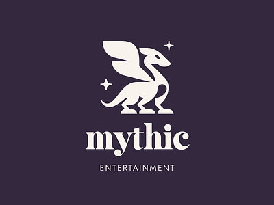 Mythic branding dragon fable fairy tale fantasy graphic design logo myth vector