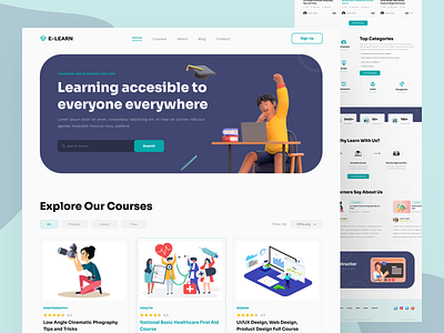 E-Learning Website Design 3d app branding concept design illustration interface landing page trending ui ux website