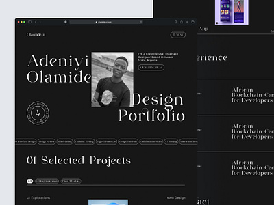 UI/UX Designer Portfolio Website - Dark Theme desktop figma design landing page portfolio design portfolio website ui uiux user interface