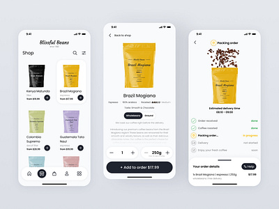 Coffee Shop Mobile App app clean ui coffee design shopping tracking ui ux