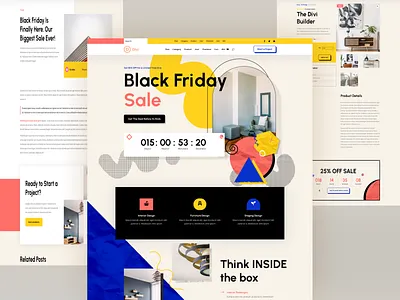 Interior Firm Website brand design branding colorful shape design divi fold illustration interior interior design landing page line illustration paper paper texture shape template ui ux vector web design website