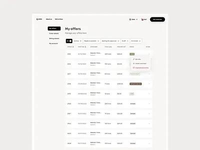 Materials' marketplace beige dekstop e commerce lightmode marketplace materials ui webapp