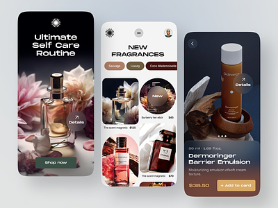 🥀 Beauty Shop - Mobile App Concept app beautyshop concept design ecommerce flowers interface ios market mobile perfume perfume bottle shop store ui ux