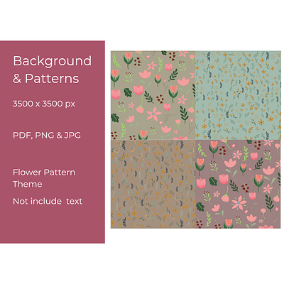 4 Flower Patterns and backgrounds animation branding design graphic design illustration mockup vector