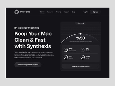 Synthexis - Software Scanning App bold clean creative daily ui design interface landing ui ux web design website