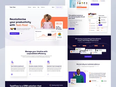 Task-flow : Task management landing page analytic homepage landingpage popular design productivity projectmanagement sourav tasklist ui designer uidesign uiux designer uxdesign web web design webdesign website builder website concept website design website designer workflow