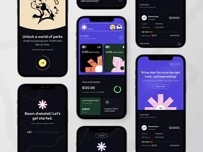 FinServe - Credit Card Management App app app design banking bill card credit credit card design finance fintech login mobile mobile app onboarding payment transactions ui ui design