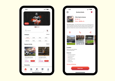Sports Venue Booking App - Home and Course Detail Page Design dribbble