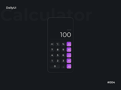DailyUI #004 - Calculator ⚡️ app calculator dailyui dailyuichallenge dark design illustration ui