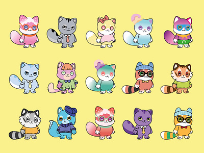 NFT CATS 2d animals design graphic design illustration print vector