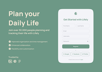 Lifely Register Page design register sign in ui