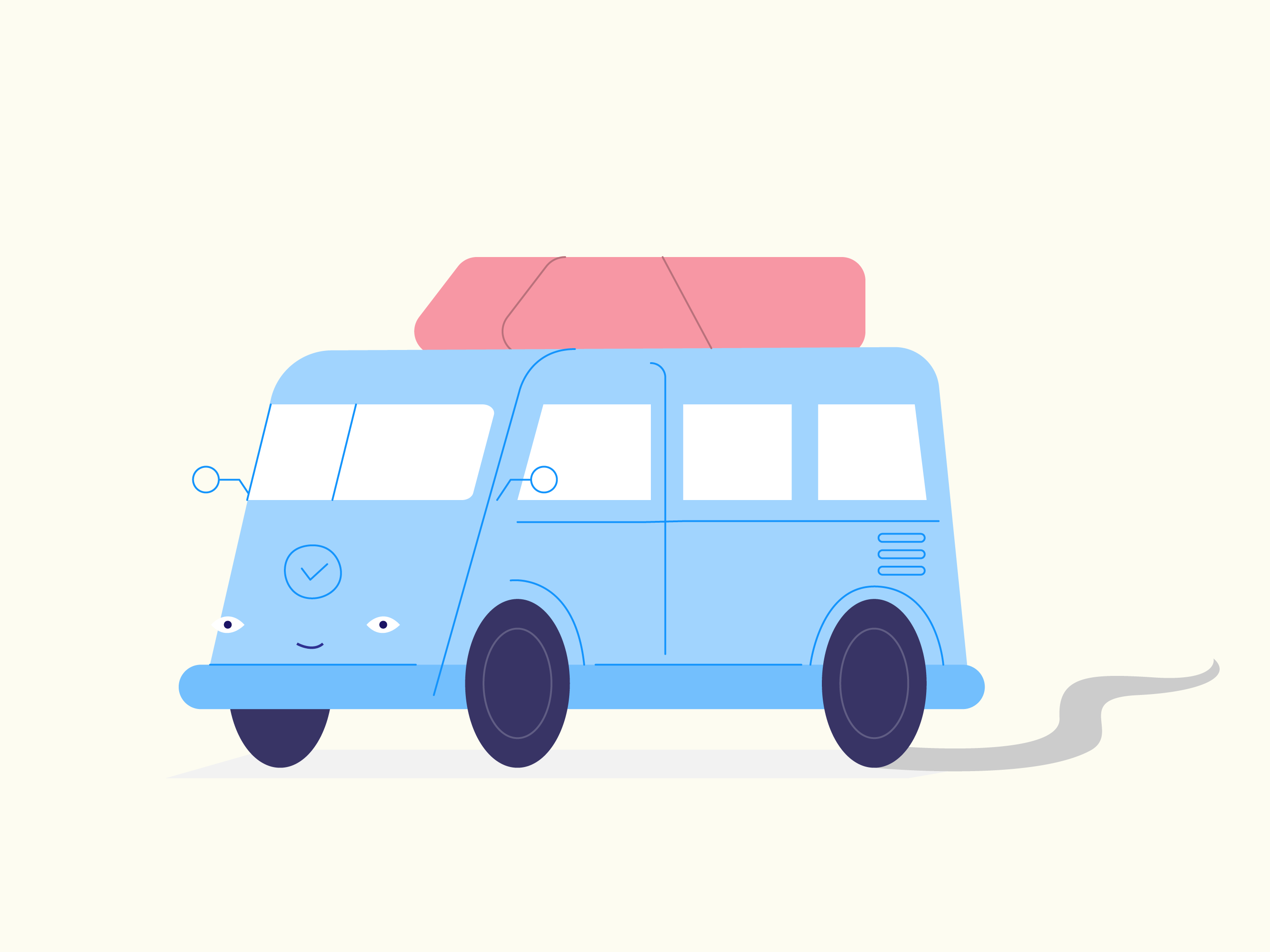 Company road-trip brandillustration branding car design digitalart digitalillustration flat flatillustration graphic design happy illustration road trip smile trip vector