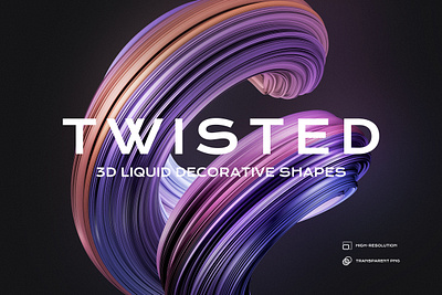 Abstract 3D Twisted Shapes 3d 3d render abstract cinema 4d curved objects decoration decorative isolated png liquid objects png shapes transparent background twisted shape