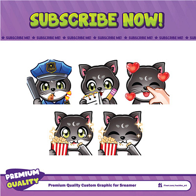 Cute Black Cat design discord emotes facebook emotes illustration logo loyalty badges sub badges sub emotes twitch emotes youtube emotes