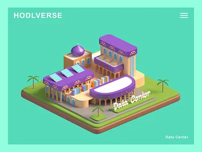 HODLVERSE - Data center 3d 3d animation app blender building city game graphic design illustration isometric landing page lowpoly motion graphics product render ui unity visual design web web design