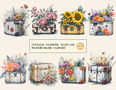 Vintage Flower Suitcase Watercolor Clipart clipart design digital art digital download graphic design png vintage flower suitcase clipart watercolor watercolor clipart watercolor floral luggage watercolor floral suitcase watercolor floral suitcase png watercolor flower luggage watercolor flower suitcase watercolor illustration watercolor painting