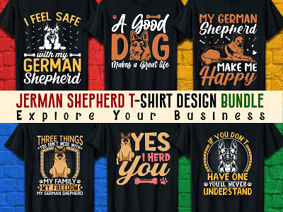Trendy and amazing Custom German shepherd T-shirt design for POD animal branding design graphic design illustration