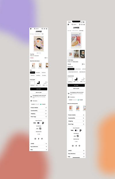 Junique, Poster Store Redesign design ui ux